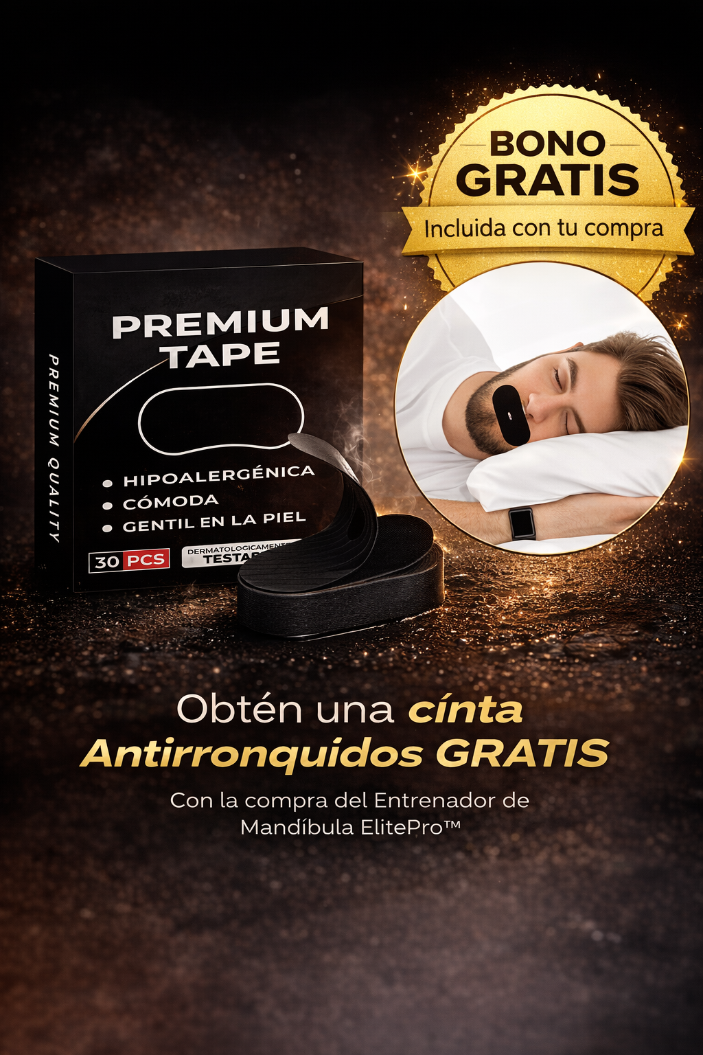 Ejercitador de mandibula💪(6pzas) + Cinta antirronquidos (30pzas)GRATIS 🎁