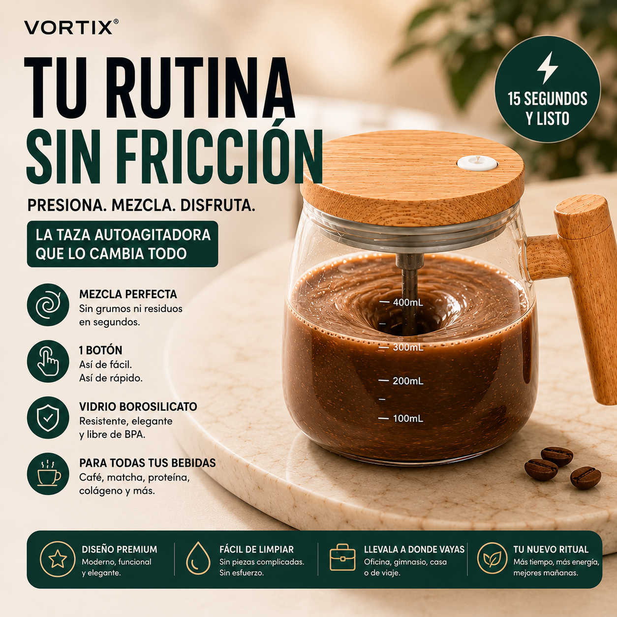 VORTIX® | Taza Mezcladora Automática