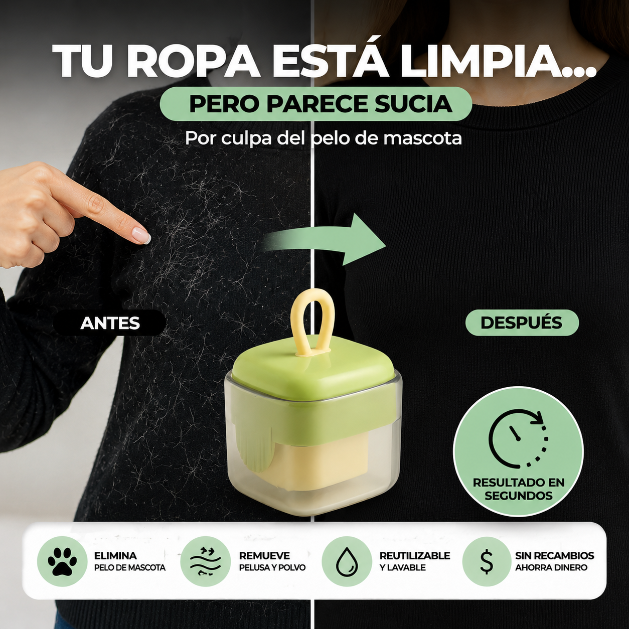 PeluFree™ | Rodillo Reutilizable Quita Pelusas 2x1